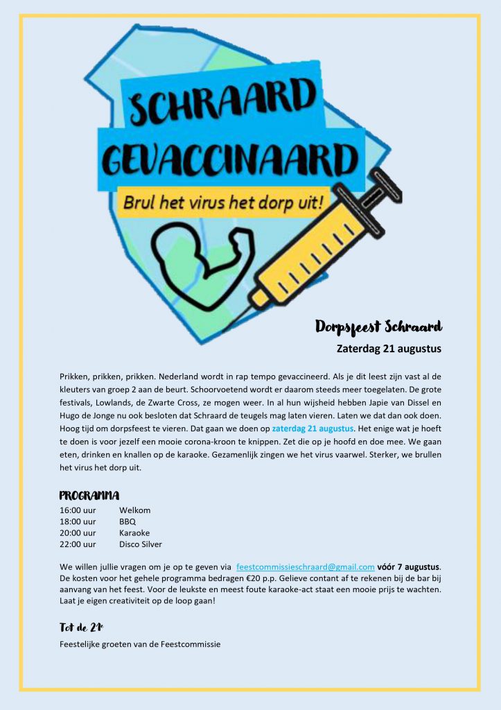 Schraard gevaccinaard: Uitnodiging 2021